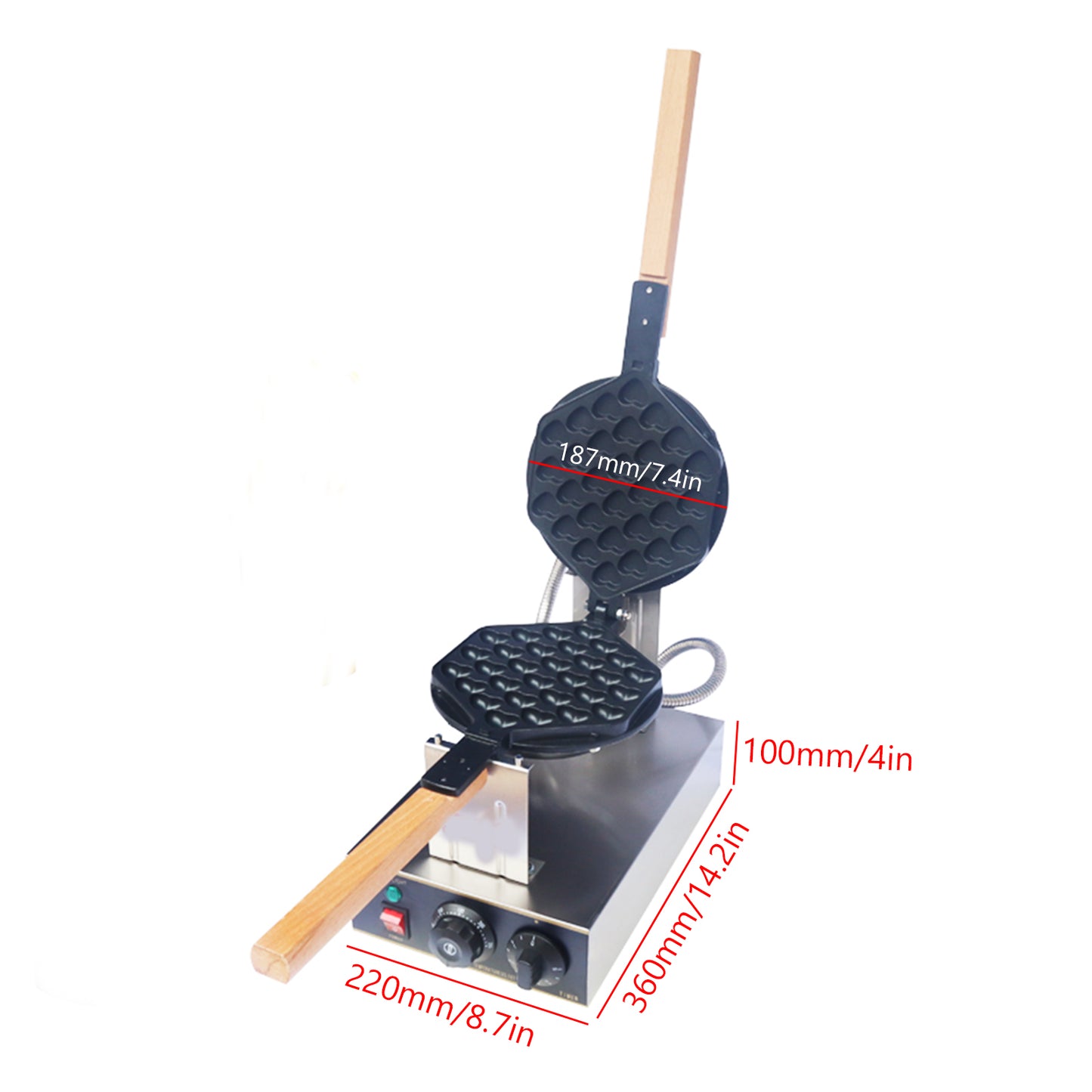 Máquina para hacer gofres con burbujas de corazón