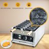 Commercial Stainless Steel 6pcs Taiyaki Fish Waffle Maker Non-Stick Teflon Coating 50-300℃/122-572℉ Adjustable Snack Machine