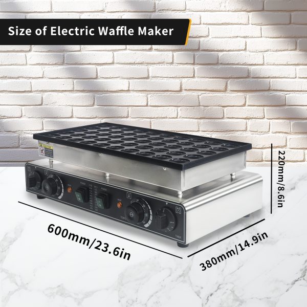 CPVKRY 1700W Commercial Electric Nonstick Pie Baker Mini Pancakes Maker 50PCS 1.8 Inches Non-Stick Teflon Coating Snack Machine