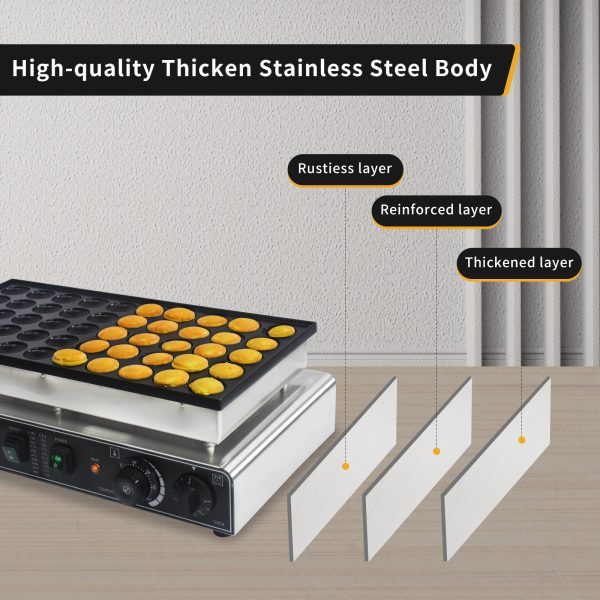 CPVKRY 1700W Commercial Electric Nonstick Pie Baker Mini Pancakes Maker 50PCS 1.8 Inches Non-Stick Teflon Coating Snack Machine