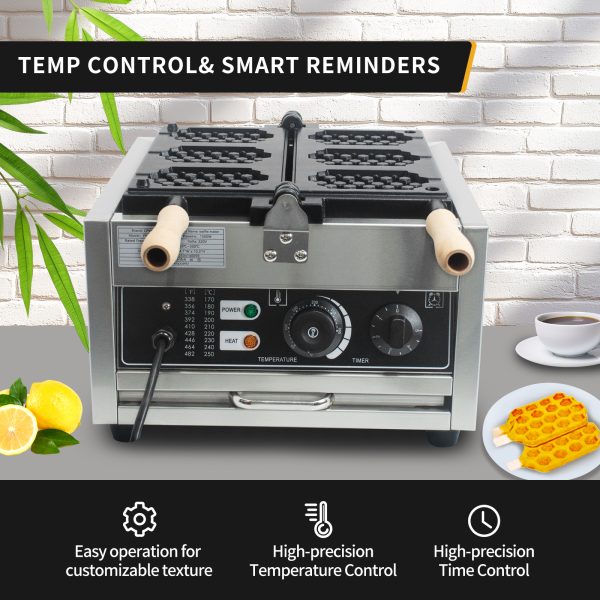 Commercial Electric Stainless Steel Waffle Maker Machine Nonstick Honeycomb Waffle Pop Maker Temperature Time Control for Snack