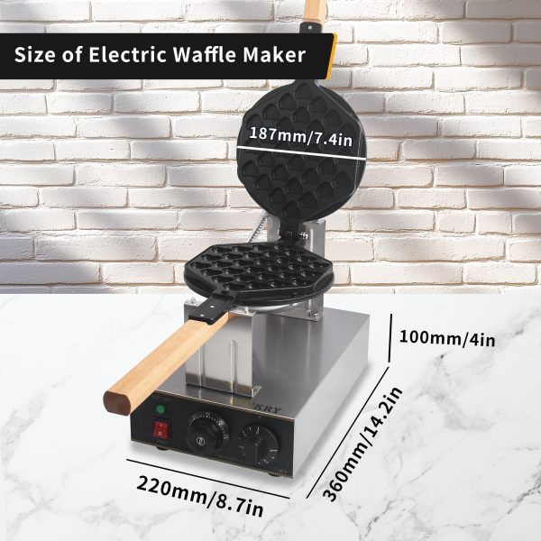 Commercial Electric Heart Shaped Waffle & Egg Cone Baker Snack Machine Easy-to-Operate Stainless Steel New Condition