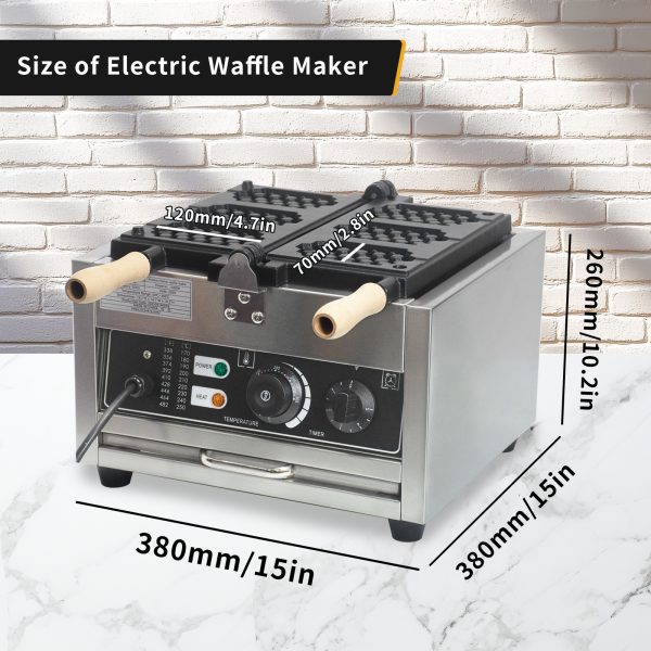 Commercial Electric Stainless Steel Waffle Maker Machine Nonstick Honeycomb Waffle Pop Maker Temperature Time Control for Snack