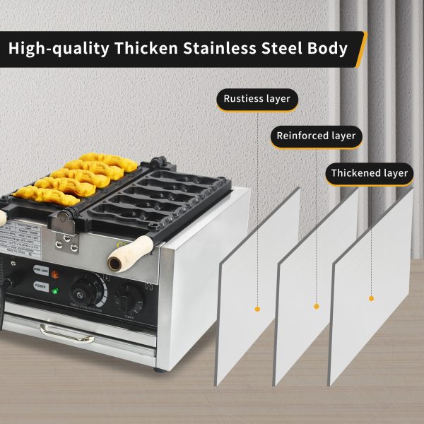 2000W Customized Cat Embrace Fish Shaped Waffle Maker Non-Stick Taiyaki Cheese Waffle Iron Snack Machine for Household Use