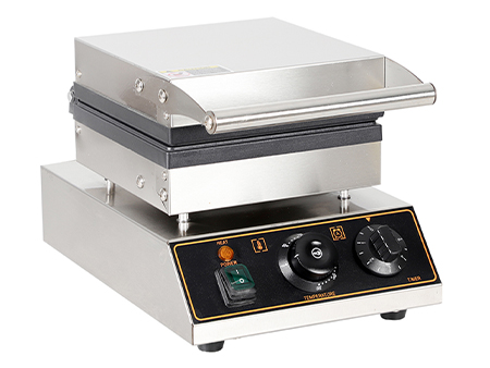 Commercial 4-Slice Nonstick Stainless Steel Square Waffle Maker with Temperature & Time Control 50~300℃ for Snacks New Condition