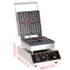 Commercial 4-Slice Nonstick Stainless Steel Square Waffle Maker with Temperature & Time Control 50~300℃ for Snacks New Condition
