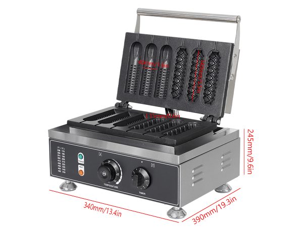 Electric 110V/220V Hot Dog Waffle Make,6 Slice Non-stick Stainless Steel Machine for China Commercial Waffle Making