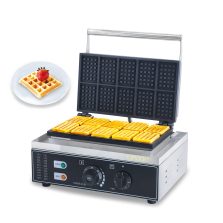 Commercial Stainless Steel Rectangle Waffle Maker 10pcs Non-Stick Industrial Belgian Waffle Iron 110/220V Temp Time Snack