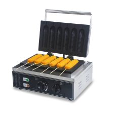 Commercial 6pcs Stick Shape Waffle Maker New Corn Dog Waffle Maker French Muffin Irons Snack Machine Stainless Steel Non-Stick