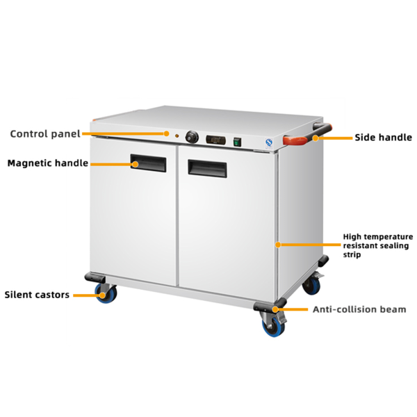 Commercial Hotel Electric Hot air Food Warmer Cabinet Double Doors Stainless Steel Body Kitchen 8L Warming Holding Equipment