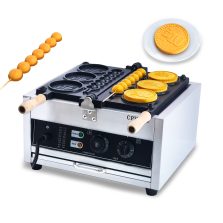 Commercial 10 Yen Coin Operated 1550W 2-in-1 Stainless Steel Waffle Maker Adjustable Temper New Snack Machine for Waffle Sticks