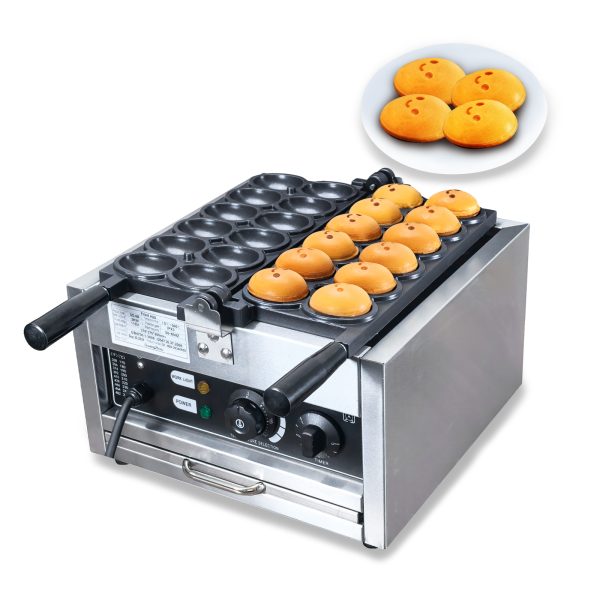Commercial 2000W Ball Shaped Fill Cheese Waffle Egg-Shaped Smiling Egg Face Waffle Maker with Non-Stick Snack Machine