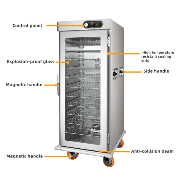 Commercial Industrial Stainless Steel 9L Food Warmer Cart 11 Trays Hot Food Holding Cabinet Banquet Warming Holding Equipment