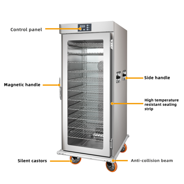 Commercial Insulated Kitchen House Hold Hot Food Warmer Hotel Banquet Food Holding Cabinet 11 Layers with Single Glass Door