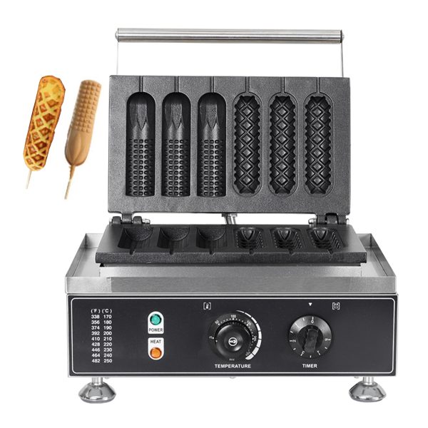 Electric 110V/220V Hot Dog Waffle Make,6 Slice Non-stick Stainless Steel Machine for China Commercial Waffle Making
