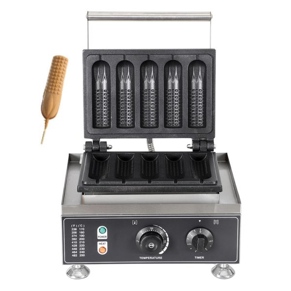 110/220v 5pcs Non-Stick Waffle Stick Maker Corn Dog Waffle Maker with French Muffin Irons Stainless Steel Snack Machine