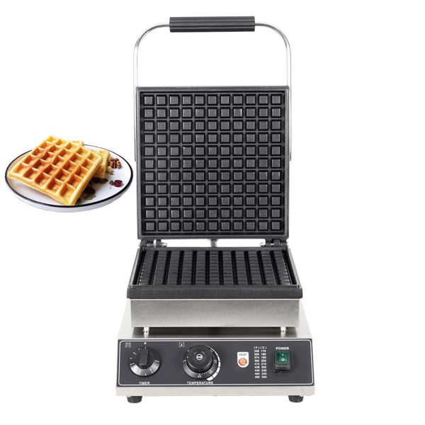 Commercial Big 1-Slice Square Waffle Maker Non-Stick Belgian Design Waffle Snack Maker for Fun Kids and Adults Breakfast