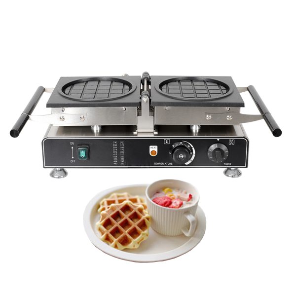 Commercial Flip-Style Round Electric Mini Grid Waffle Iron Cute Mini Waffle Snack Equipment