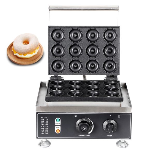110v/220v Commercial Electric Donut Machine 12 Hole Mini Donut Machine with Non-Stick Coating Snack Machine