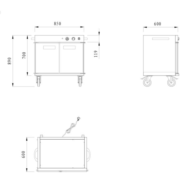 Commercial Hotel Electric Hot air Food Warmer Cabinet Double Doors Stainless Steel Body Kitchen 8L Warming Holding Equipment
