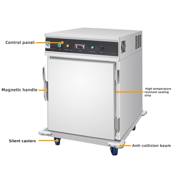 Commercial Industrial 1.8kW Electric Mobile Banquet Cart 9L Stainless Steel Body Food Warmer Cabinet Tray for Hotels Restaurants