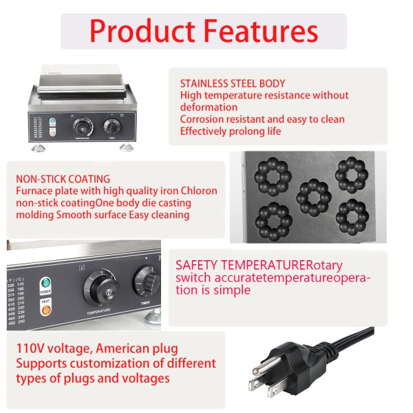 Commercial 1500W Double-Sided Heating Waffle Donut Maker New Stainless Steel Circular Donut Manufacturing Machine for Bagel