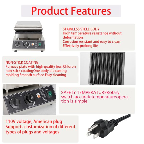 Electric 1750W Stainless Steel Waffle Stick Maker Deep-Fried Sticks Bread Stick Frying Machine for Snacks Including Corn Dog