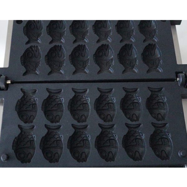 Commercial 12-Hole Taiyaki Fish Waffle Machine 1500 Watt Stainless Steel New Condition Electric Sale