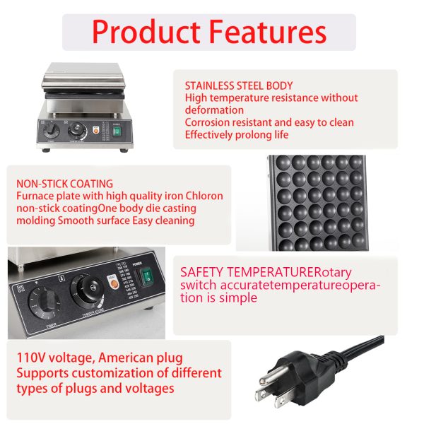 1750W Commercial Electric Mini Pancake Maker Non-Stick Stainless Steel Dorayaki Baker Machine 25PCS Snack Machine New