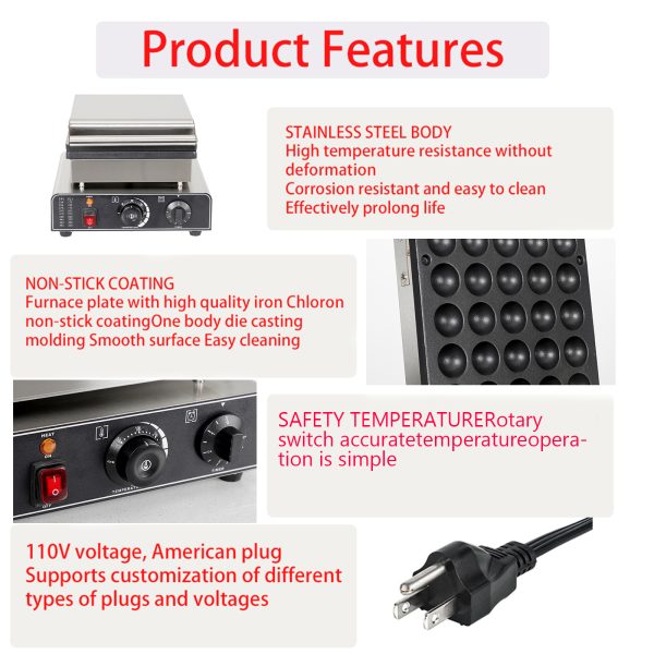 Commercial 25PCs Takoyaki Maker 2kW Heating Stainless Steel Grill Baker Ball Shaped Fill Cheese Waffle Maker for Household New