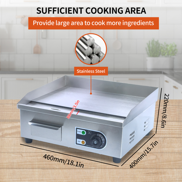 Commercial Kitchen Equipment New Single Board Full Flat Non-Stick Electric Griddle Oven for Snack Machines