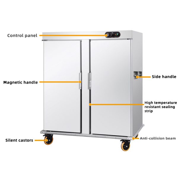 Commercial Multi Functional Heat Holding Cabinet Hotel Electric Mobile Banquet Cart with Integrated Food Warmer Two Door