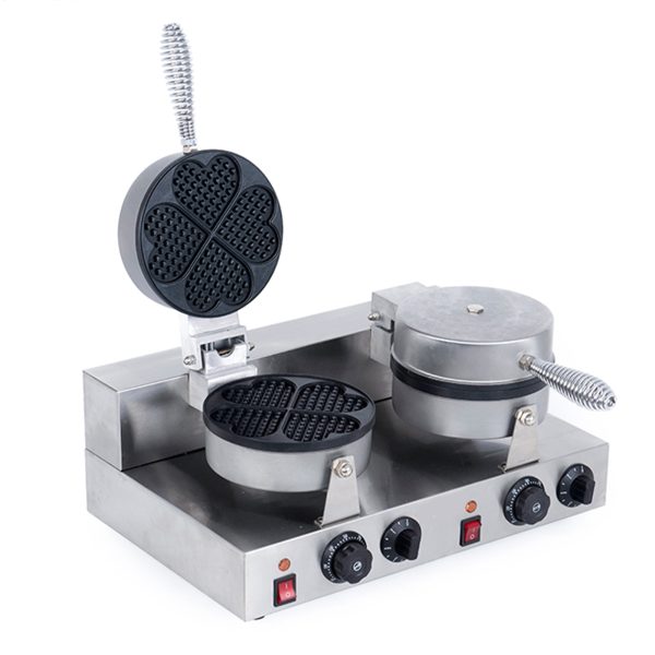 Professional 2600W Electric Double Head Foam Waffle Machine Egg Heart Shaped Temperature Controlled for Household Use