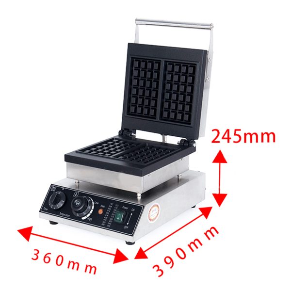 Commercial Electric 110/220V Belgian Waffle Maker 2pcs Non-Stick Square with Temperature Time Control for Home Use New Condition