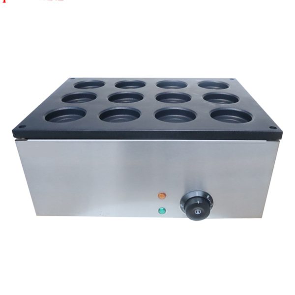 Commercial Japanese Red Bean Waffle Maker Round Shaped Egg Pancake Snack Machine with 12 Pcs Nonstick Coating Iron New Condition