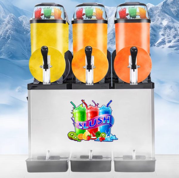 Commercial Electric 3-Tank Slush Machine Stainless Steel Vending Automatic Flavoured Space Frozen Drinks for Hotels