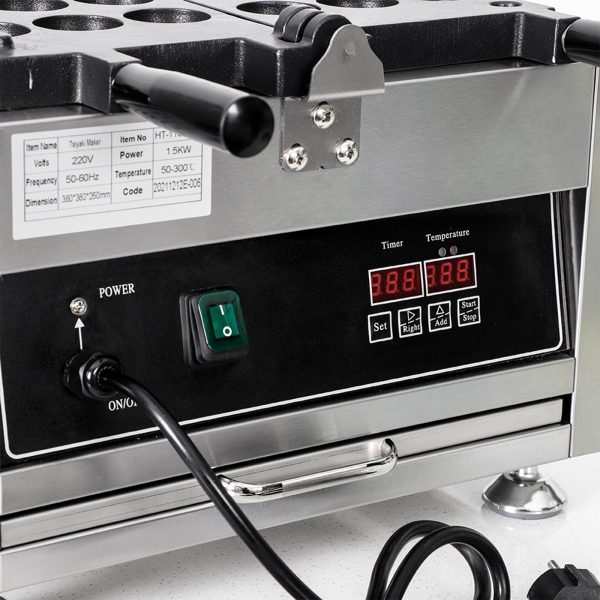 Commercial Takoyaki Maker 12pcs Japanese Octopus Fish Ball Machine 2kW Heating Takoyaki Grill Stainless Steel Snack Machine