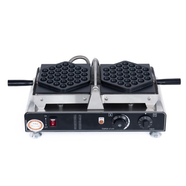 1400W Commercial Stainless Steel Bubble Waffle Maker Non-Stick for Teflon Coating Iron Snack Machine Plastic Handle Condition Ne