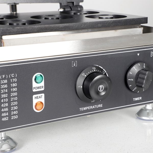 Commercial Electric 5-Hole Double-Sided Waffle Donut Maker Non-Stick Surface Temperature Range 122-572℉ for Restaurants New