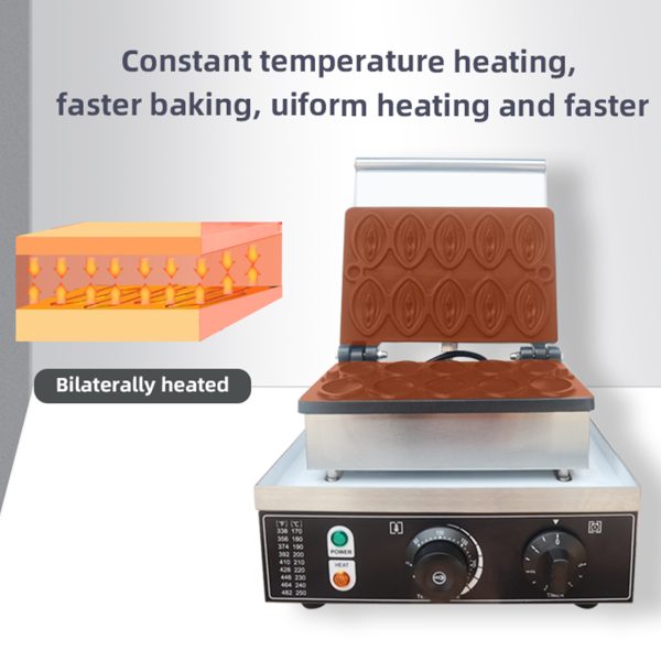 Commercial 10pcs Non-Stick Abalone Shaped Waffle Baker Fast Heating Penis Female Vaginal Waffle Maker New Condition