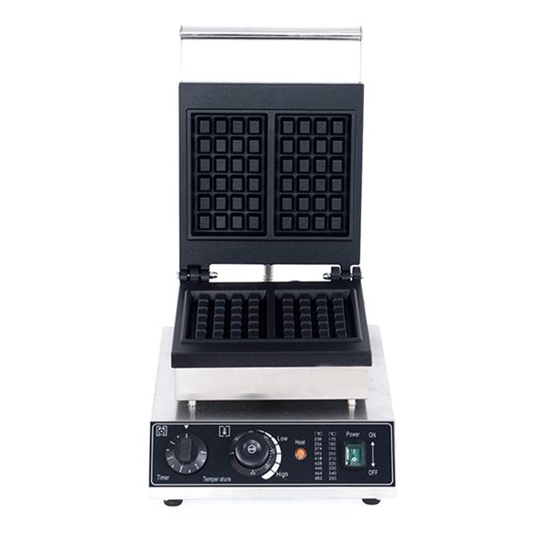 Commercial Electric 110/220V Belgian Waffle Maker 2pcs Non-Stick Square with Temperature Time Control for Home Use New Condition