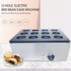 Commercial Japanese Red Bean Waffle Maker Round Shaped Egg Pancake Snack Machine with 12 Pcs Nonstick Coating Iron New Condition
