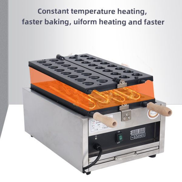 Commercial 16pcs Mini Dutch Hearts Pancake Waffle Maker Double Pool Heart-shaped Waffle Machine New Condition