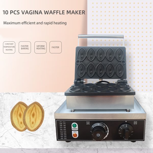 Commercial 10pcs Non-Stick Abalone Shaped Waffle Baker Fast Heating Penis Female Vaginal Waffle Maker New Condition