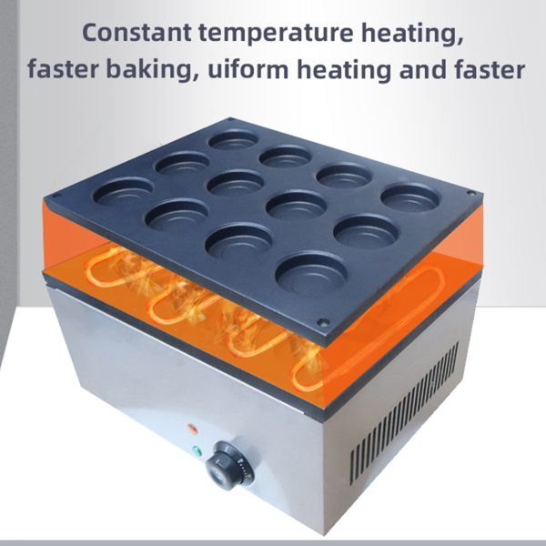 Commercial Japanese Red Bean Waffle Maker Round Shaped Egg Pancake Snack Machine with 12 Pcs Nonstick Coating Iron New Condition