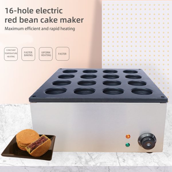 Commercial 16-Pcs Nonstick Electric Waffle Snack Baker New Red Bean Cake Maker Bread Cake Machine for Bakery Dessert Shop