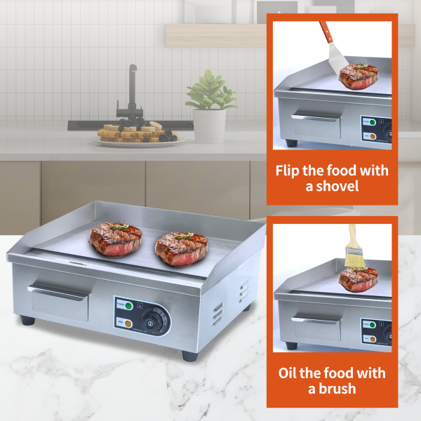 Commercial Kitchen Equipment New Single Board Full Flat Non-Stick Electric Griddle Oven for Snack Machines