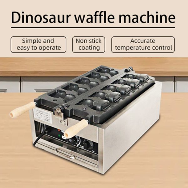 2000w Dinosaur Waffle Cake Maker Mouth Opening Dinosaur Style Waffle Bread Machine Ice Cream Chicken Rolls Fill Waffle Maker