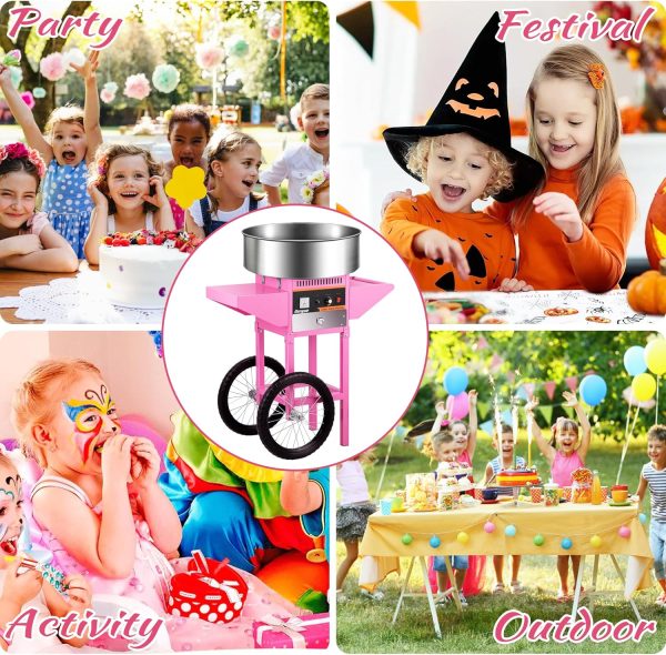 Commercial 1000W Electric Cotton Candy Maker Stainless Steel Bowl Sugar Scoop Storage Drawer for Family Parties Kids Birthday
