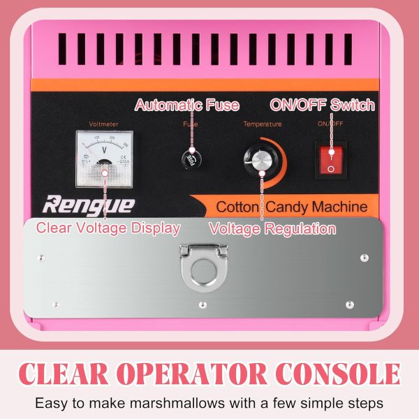 Commercial 1000W Electric Cotton Candy Maker Stainless Steel Bowl Sugar Scoop Storage Drawer for Family Parties Kids Birthday